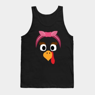 Turkey Face & Pink Headband Running Pilgrim Trot Funny Gift Tank Top